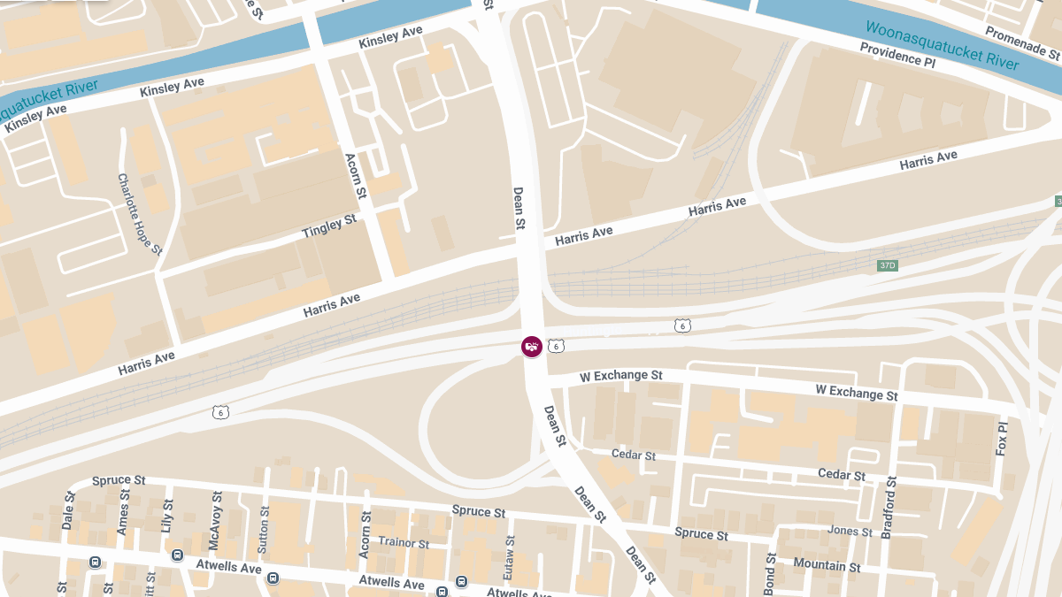 Injury Crash Reported on US 6 EB at Dean St/Atwells Ave Exit