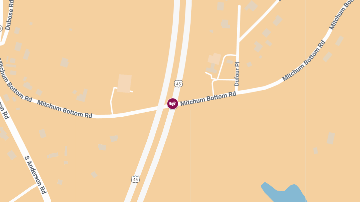 Accident with Injuries on Hwy 45 Northbound at Mitchum Bottom Rd