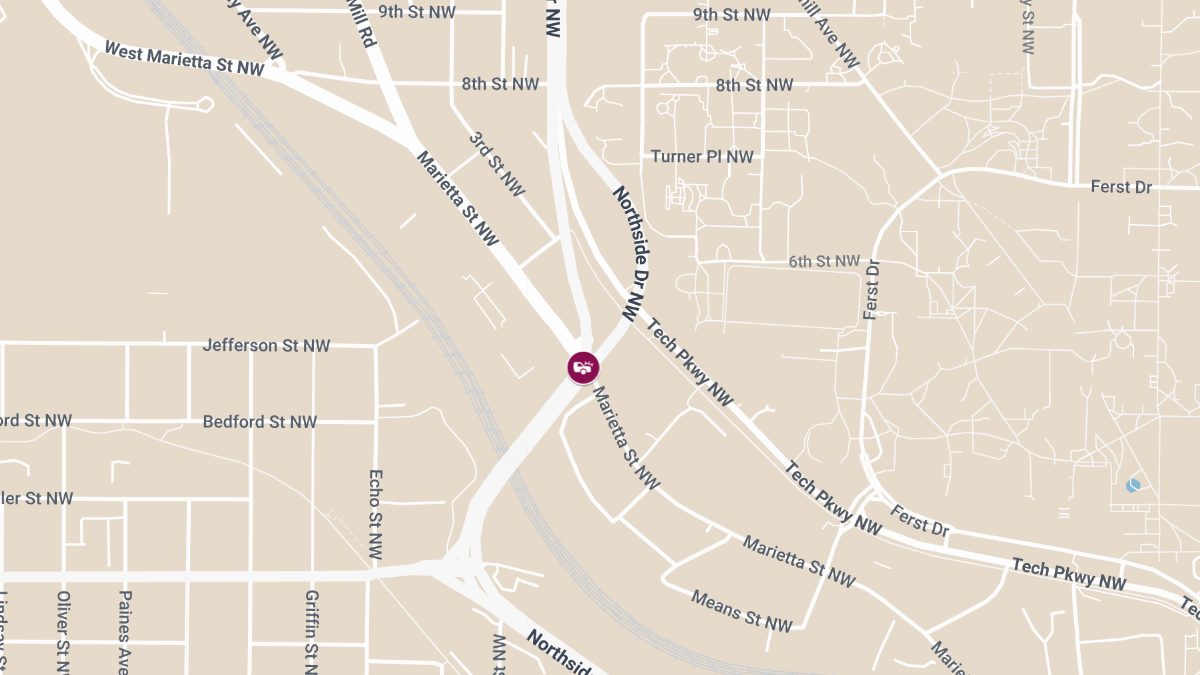 Auto Crash With Injuries at Northside Dr NW & Marietta St NW