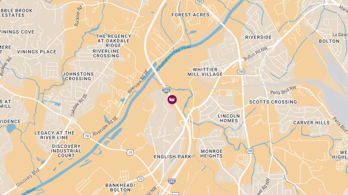 Collision with Injuries at 1-285 S & Bolton Rd NW