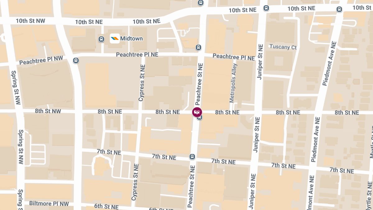 Collision with Injuries at Peachtree St NE & 8th St NE
