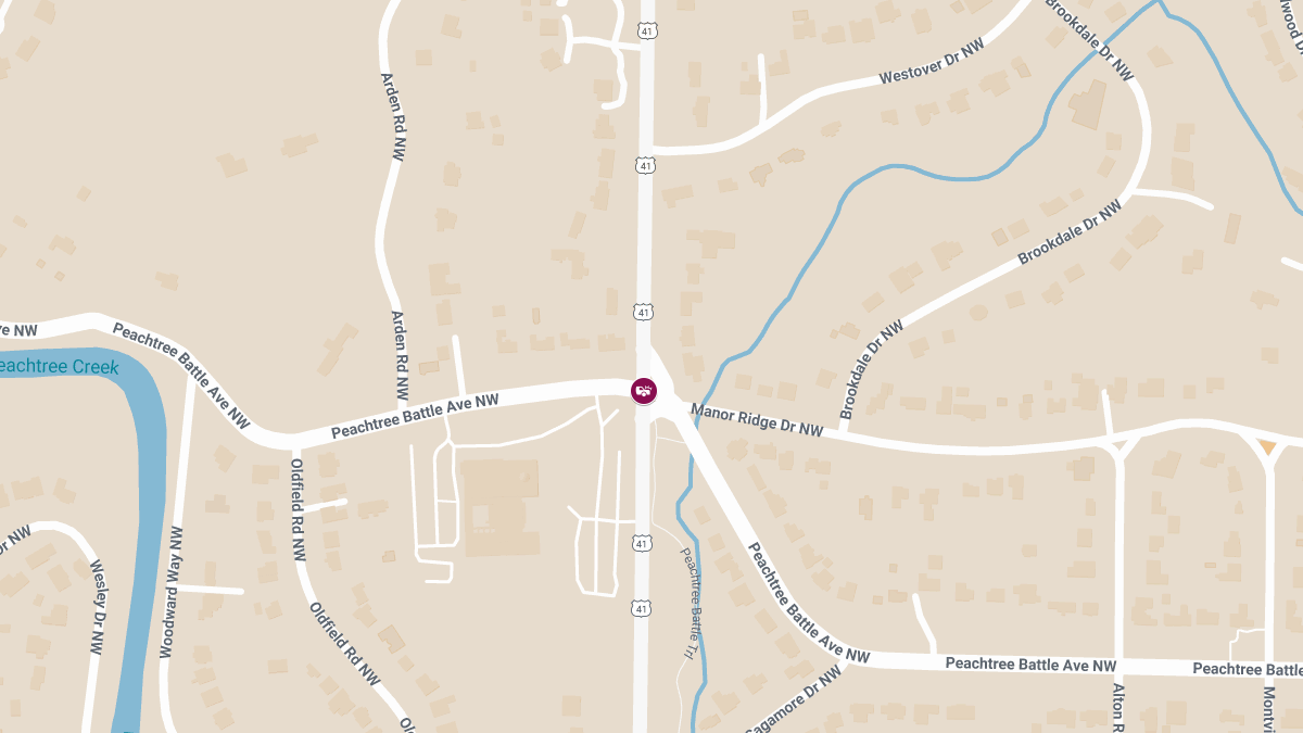 Hit-and-Run Crash with Injuries at Northside Dr NW & Peachtree Battle Ave NW