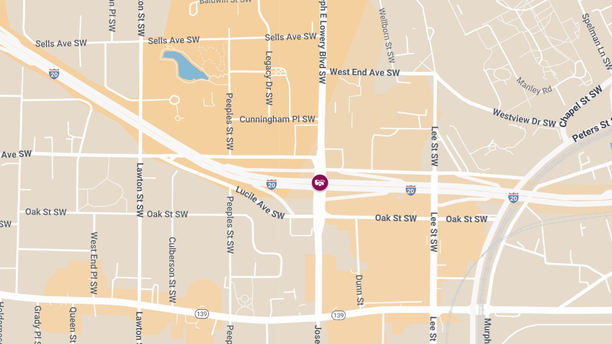 Injuries Reported in Accident on I-20 W at Joseph E Lowery Blvd SW