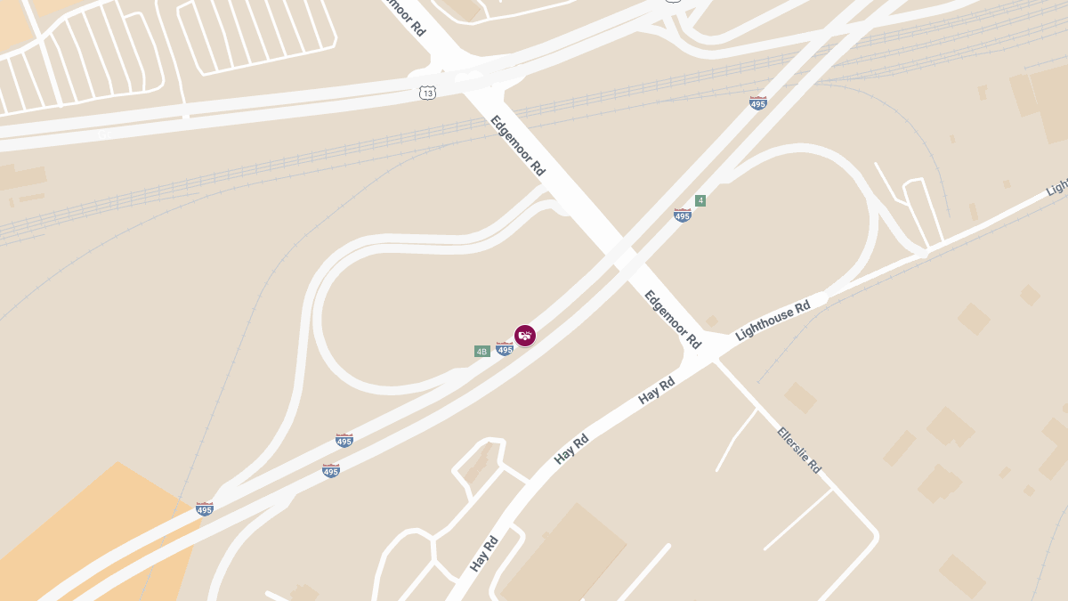 Injury Crash on I-495 at Edgemoor Interchange Amid Heavy Rain