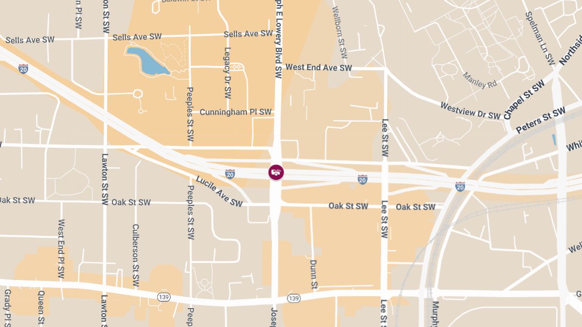 Two-Car Crash at Joseph E Lowery Blvd SW & I-20 W Causes Injuries