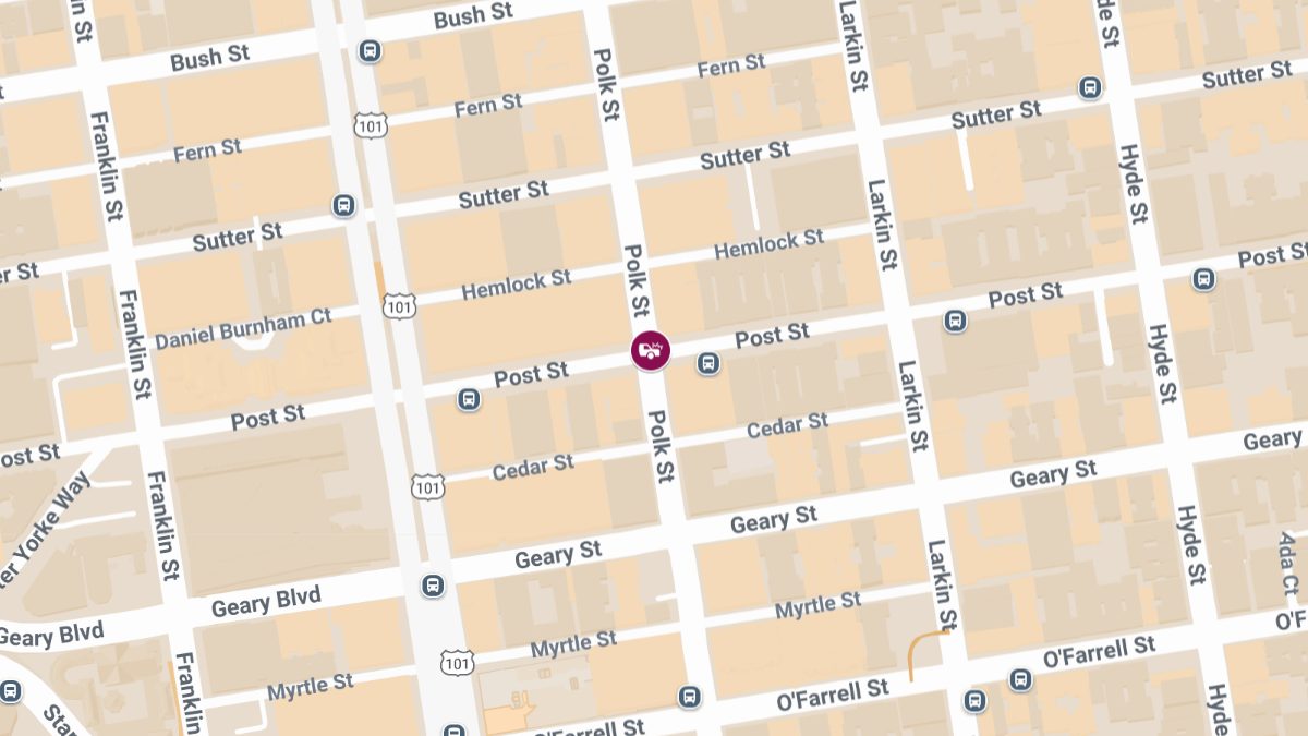 Car Crash at Polk St & Post St Leads to Injuries