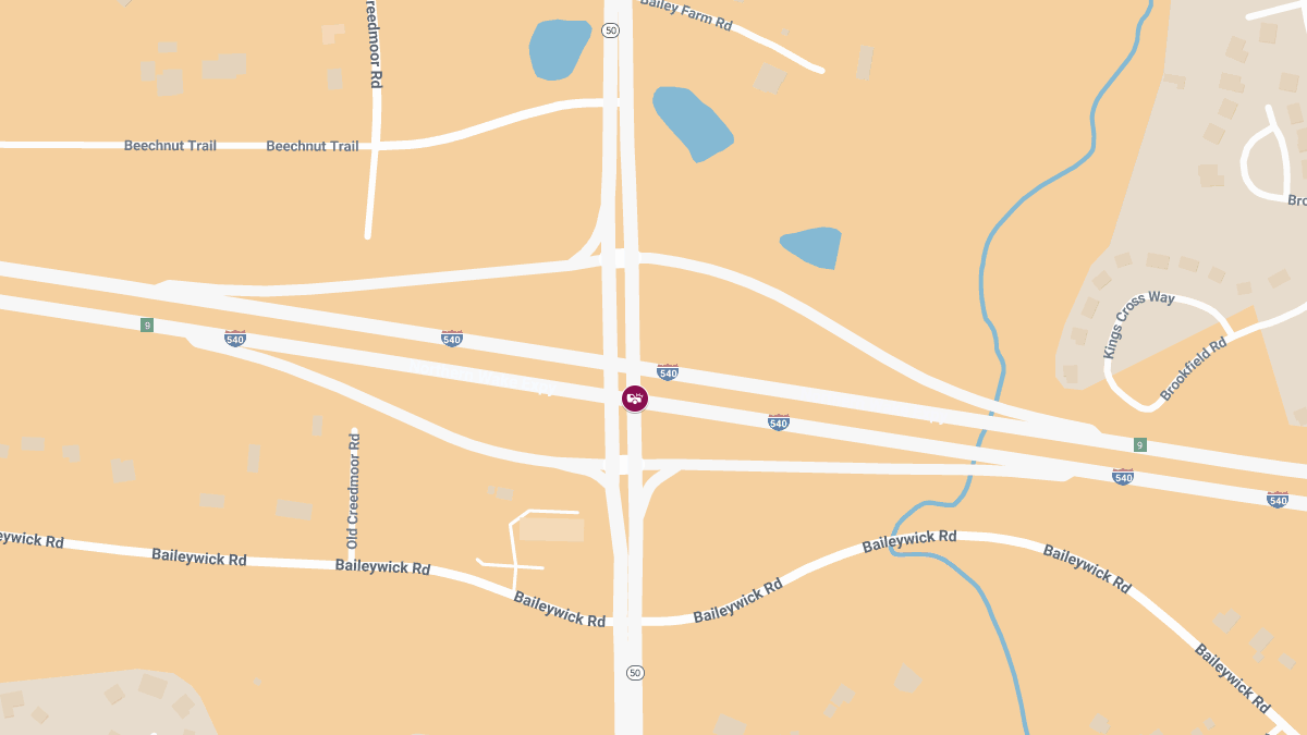Collision on I-540 WB at Creedmoor Rd Causes Injuries