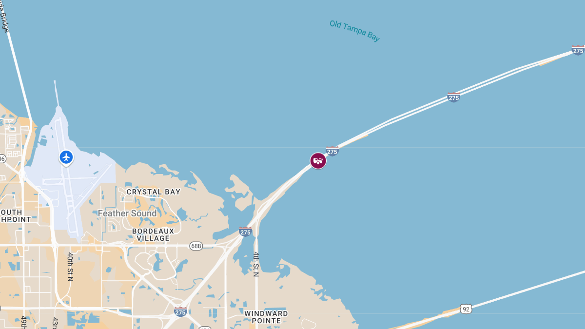 Crash with Injuries Reported on I-275 WB at Howard Frankland Bridge