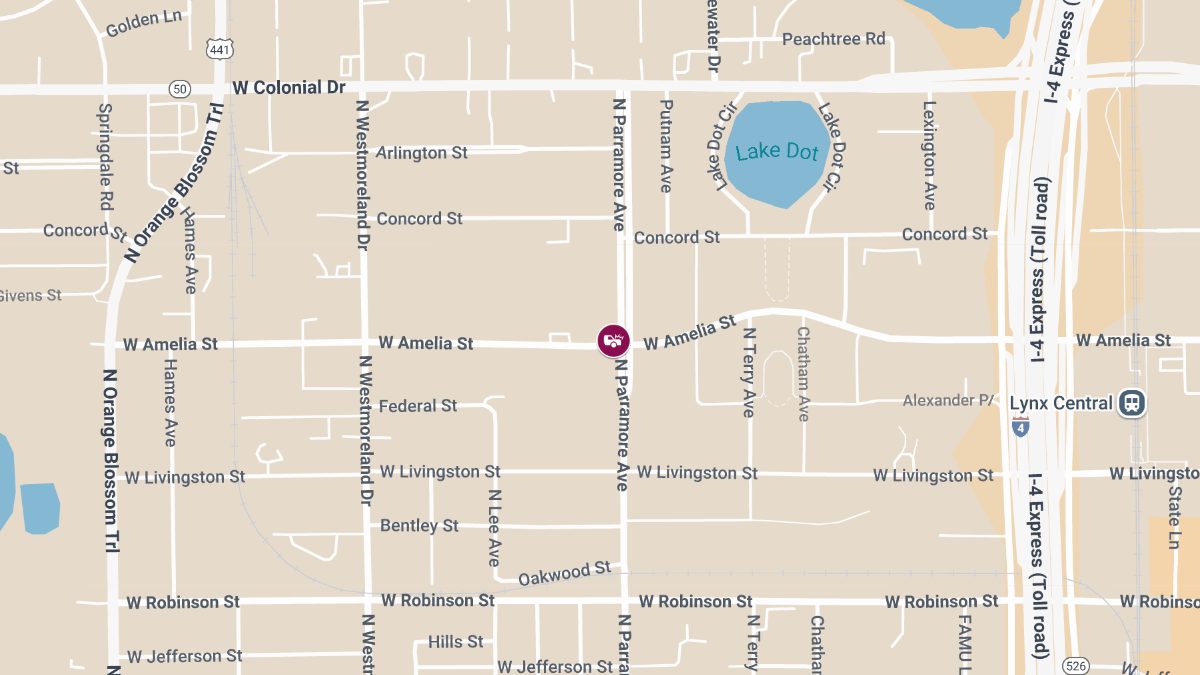 Crash with Injuries at W Amelia St & N Parramore Ave