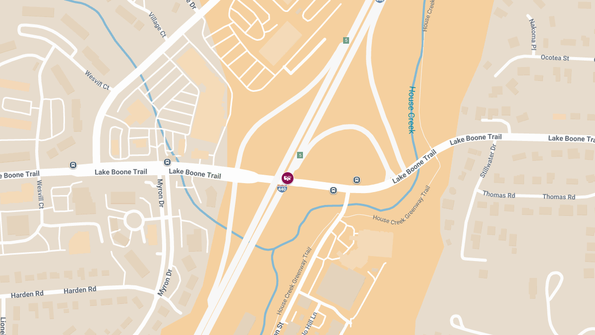 Crash with Injuries on I-440 EB at Lake Boone Trl