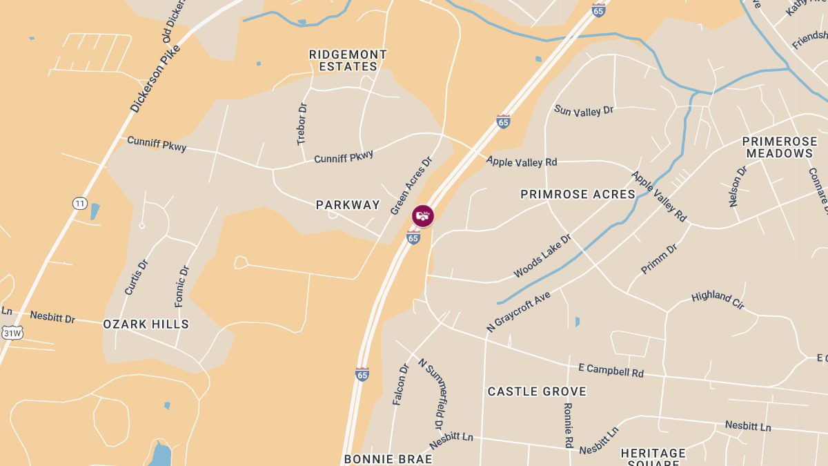 Injury Accident on I-65 S at Exit 90A Near Briley Pkwy and Dickerson Pike