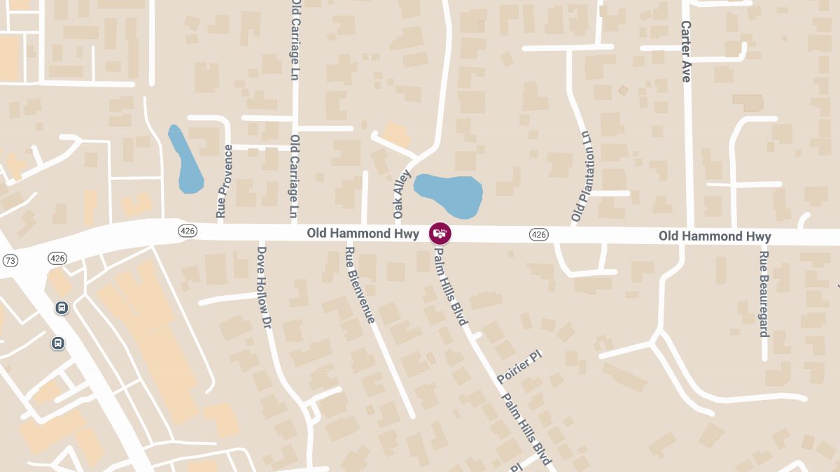 Injury Collision on Old Hammond Hwy at Palm Hills Blvd & Old Plantation Ln