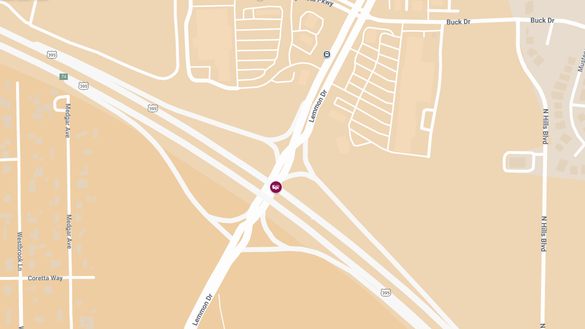 Injury Collision on US 395 NB at Lemmon Dr