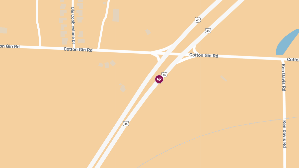 Injury Crash Reported on Hwy 45 N Near Cotton Gin Rd