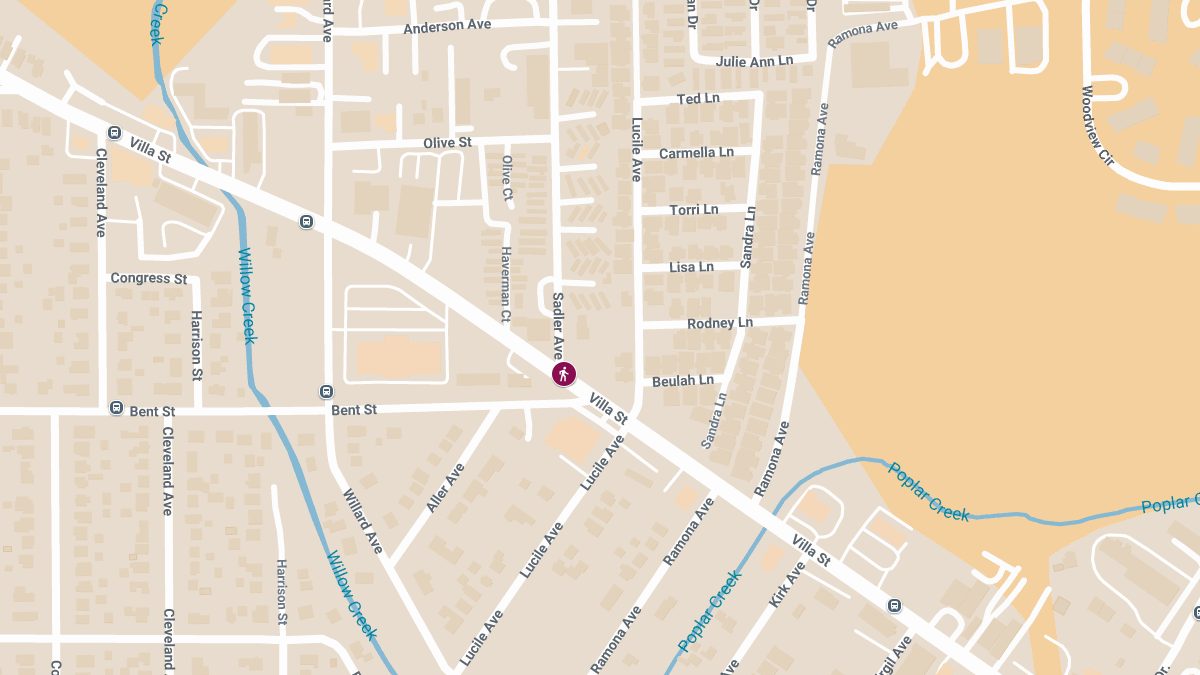 Pedestrian Crash at Villa St & Sadler Ave Causes Injuries