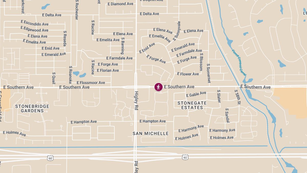 Pedestrian Injured in Crash on E Southern Ave Near S Lesueur