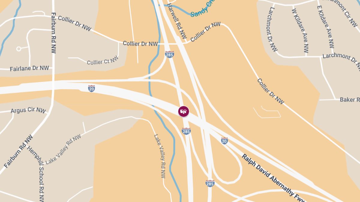 Traffic Collision With Injuries on I-20 W at I-285 N