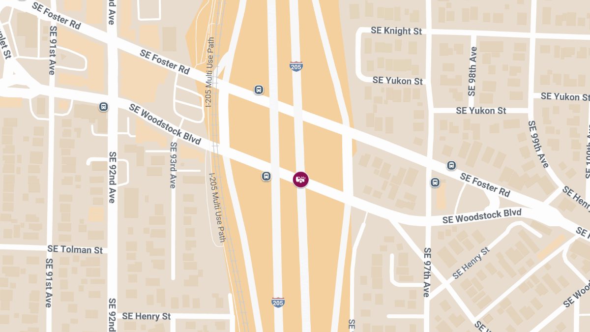 Traffic Collision with Injuries at SE Woodstock Blvd & I-205 Freeway