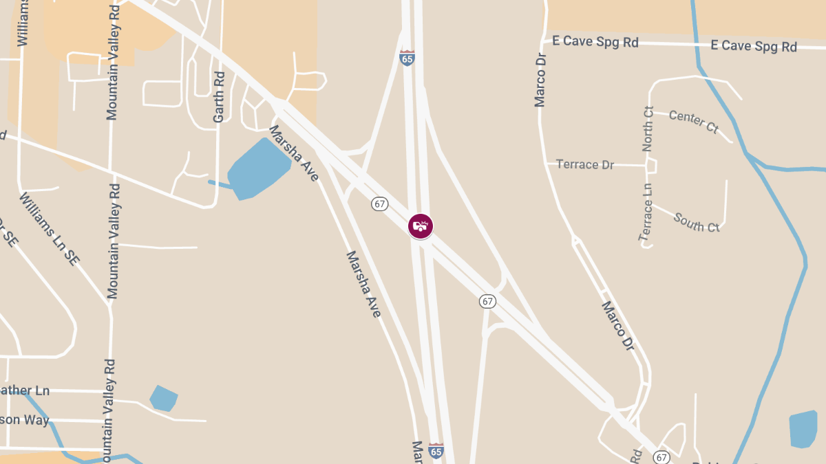 Two-Car Wreck with Entrapment on Hwy 67 at I-65