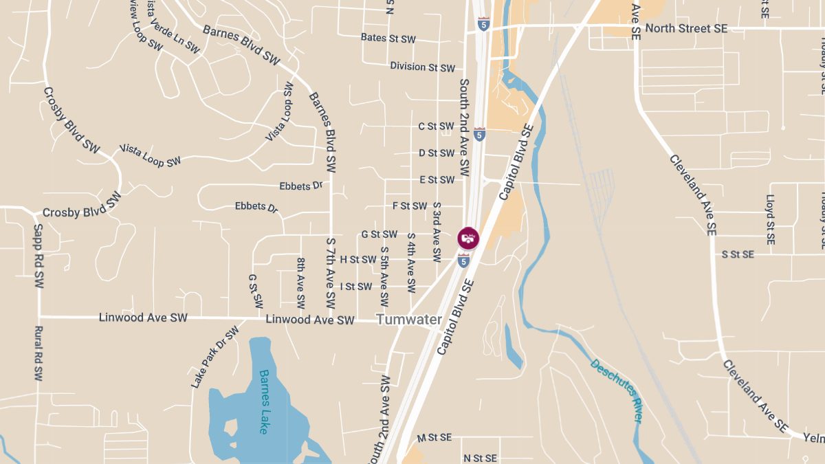 Two-Vehicle Collision on I-5 SB Near 93rd Ave Blocks Roadway