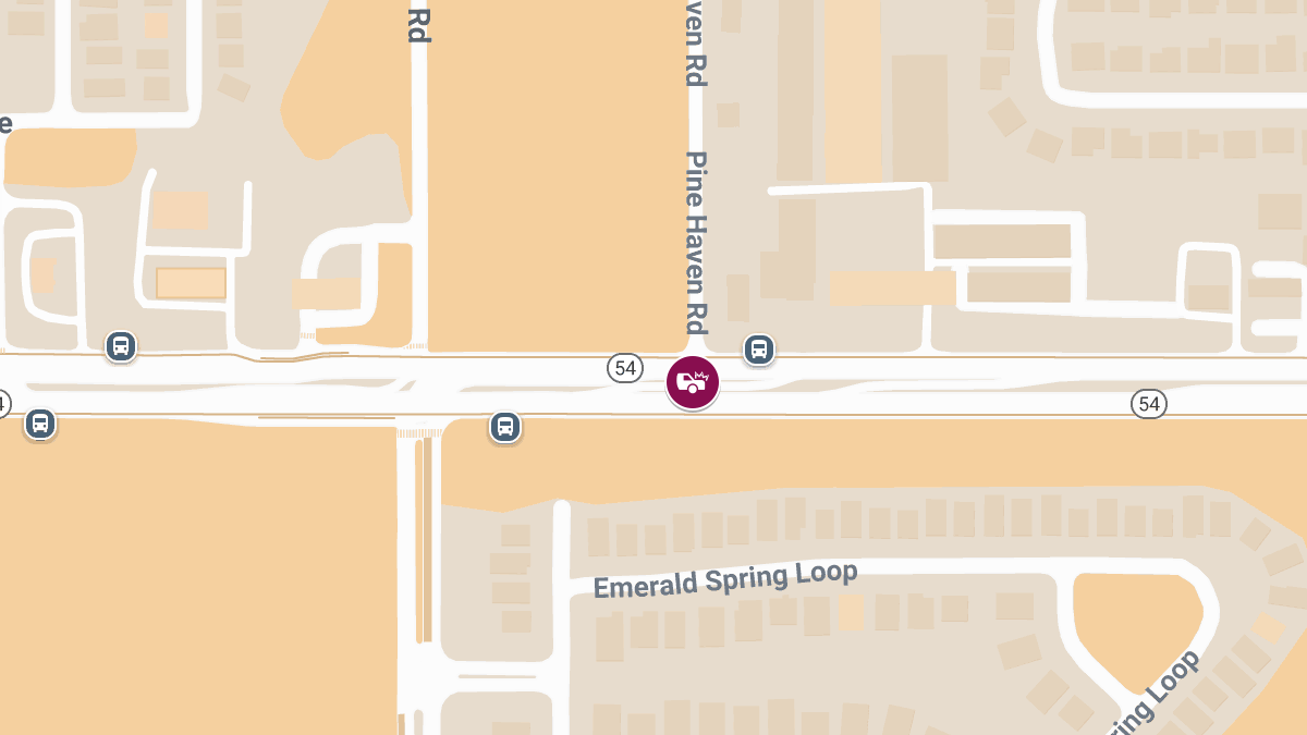 Accident With Injuries Blocks WB SR-54 at Pine Haven Rd