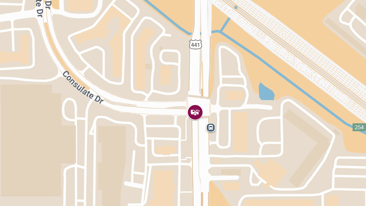 Accident with Injuries and Lane Closures on S Orange Blossom Trl at Consulate Dr