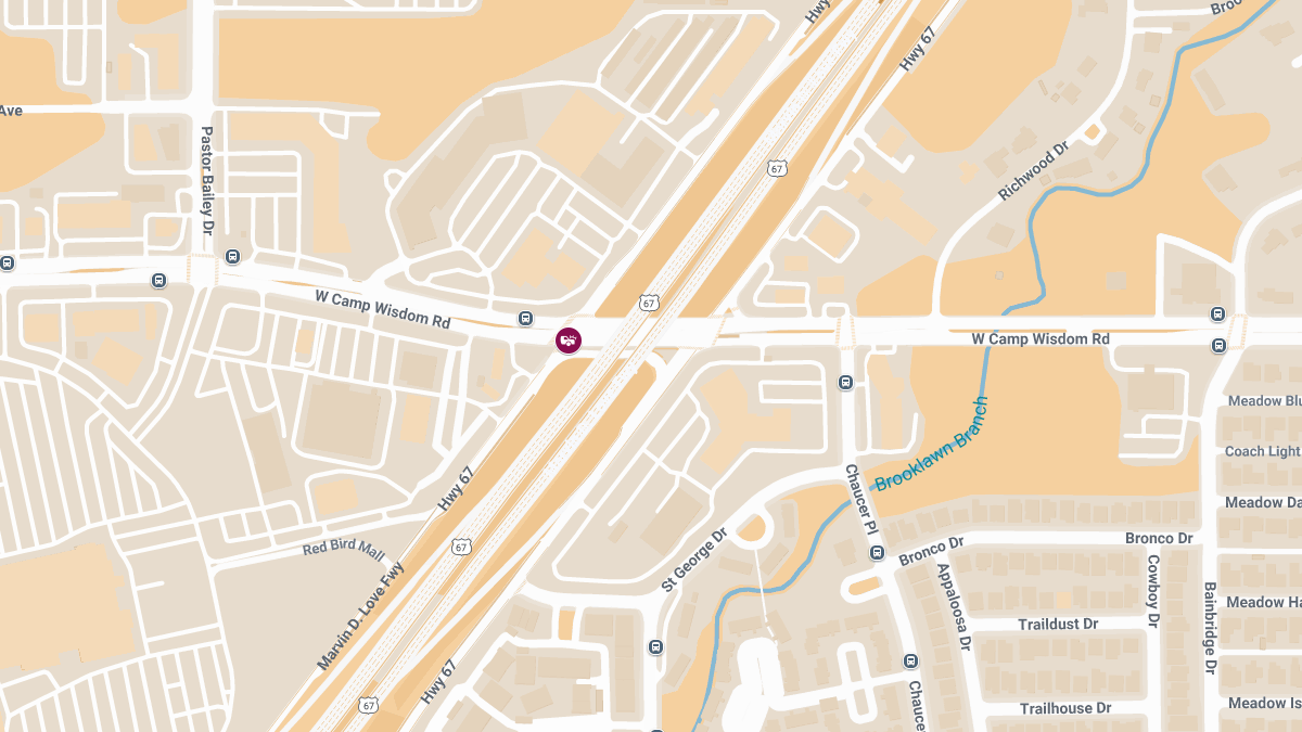 Accident with Injuries on Marvin D Love Fwy S at W Camp Wisdom Rd