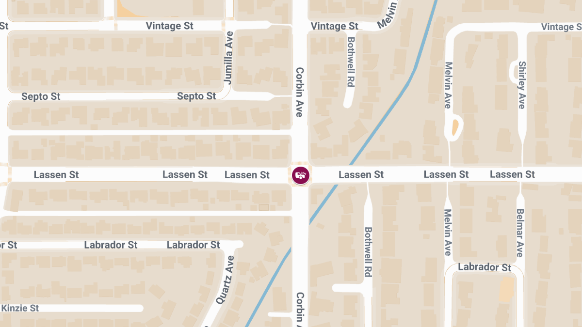 Ambulance Involved in Injury Accident at Lassen St and Corbin Ave