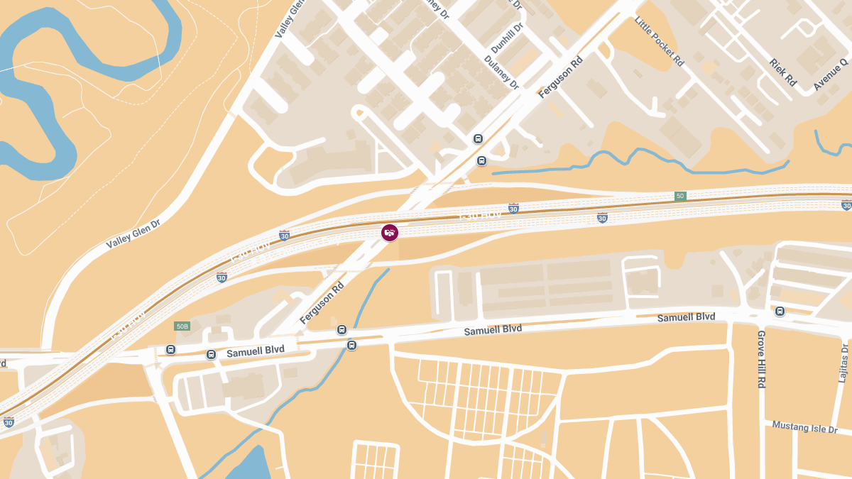 Auto Collision with Injuries on R L Thornton Fwy E at Ferguson Rd