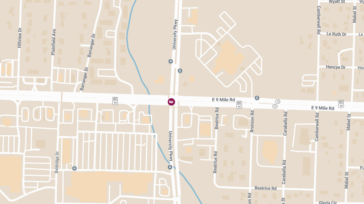 Auto Crash on E Nine Mile Rd at University Pkwy Causes Injuries