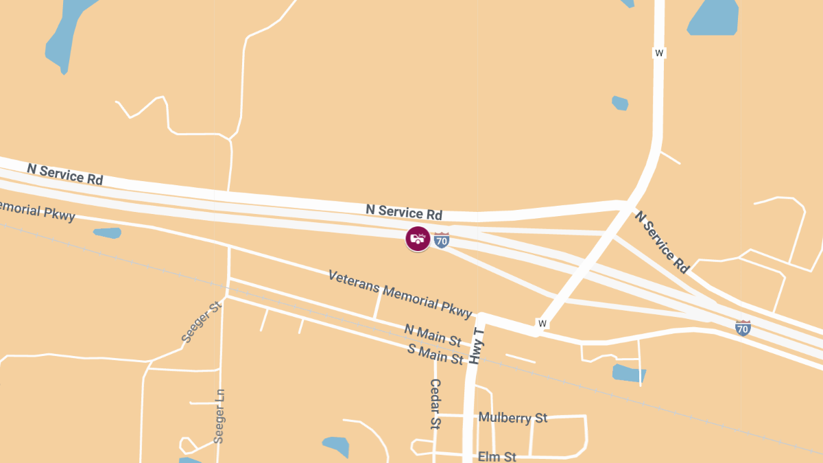 Car Crash on I-70 Near Mile Marker 26.8 Leaves One Injured