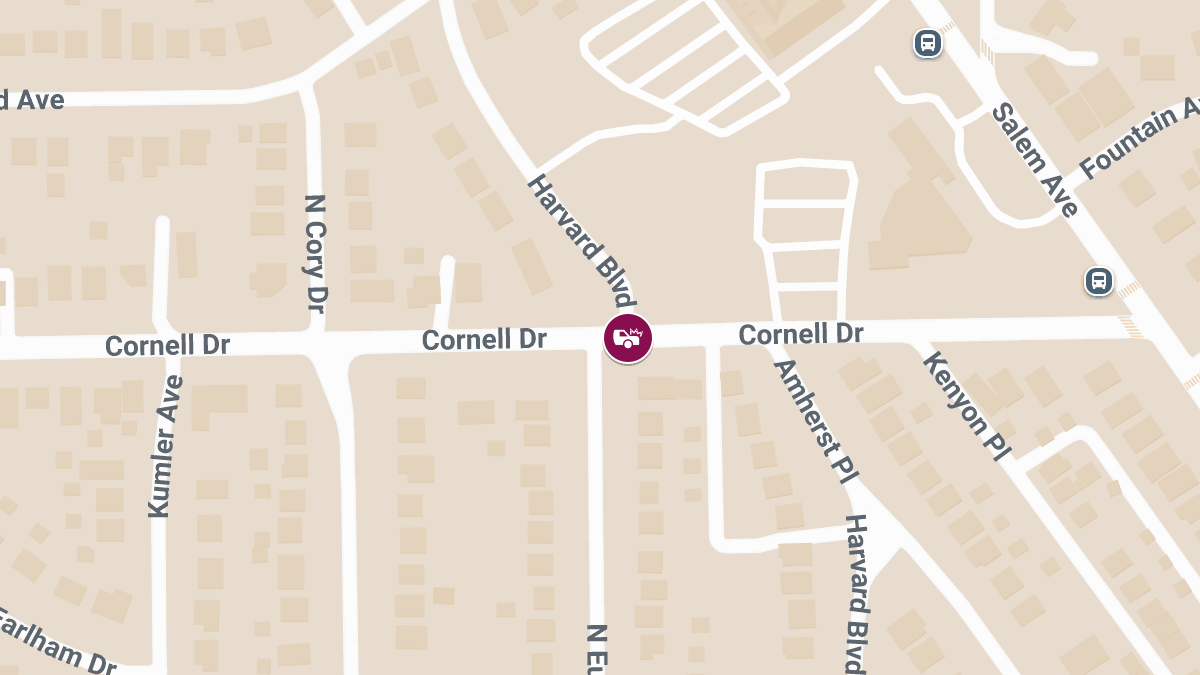 Car Crash with Injuries at Harvard Blvd and Cornell Dr