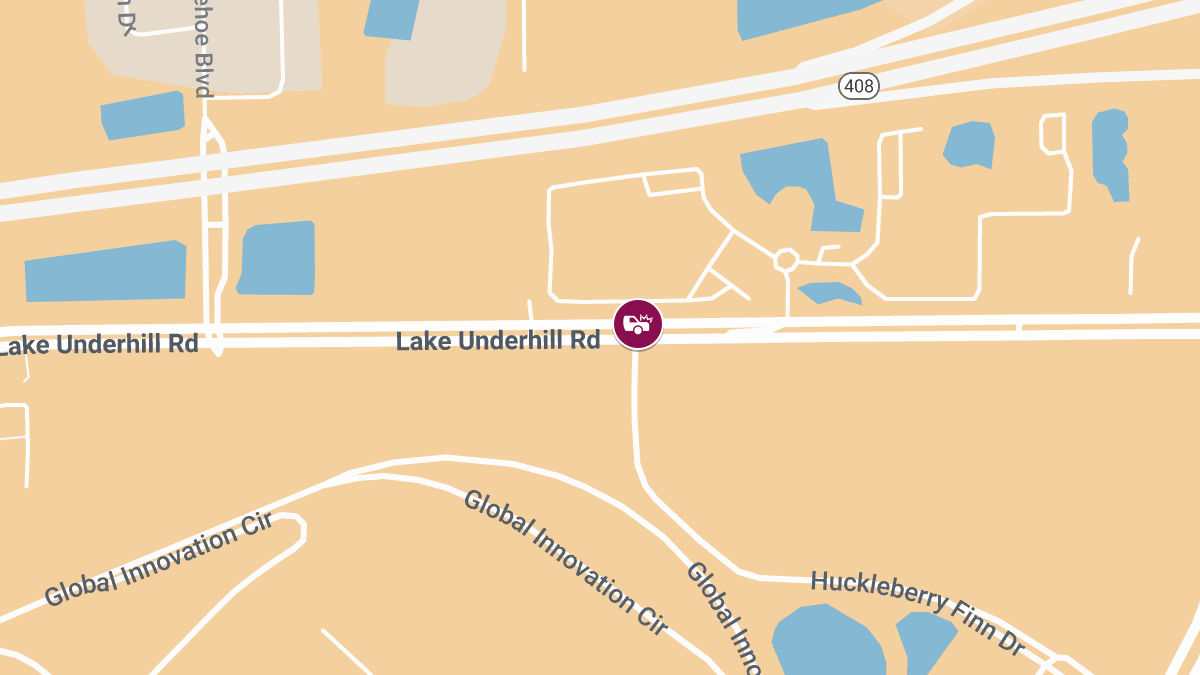 Collision With Injuries Causes Roadblock on Lake Underhill Rd at Huckleberry Finn Dr