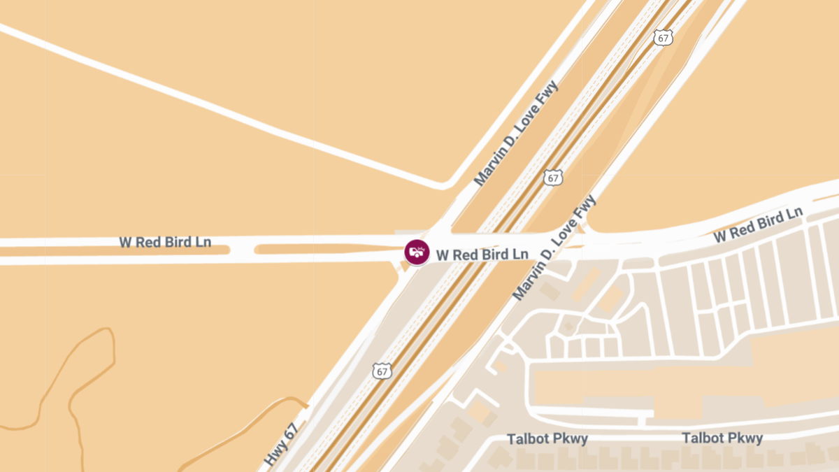 Collision With Injuries Reported at Marvin D Love Fwy N & W Red Bird Ln