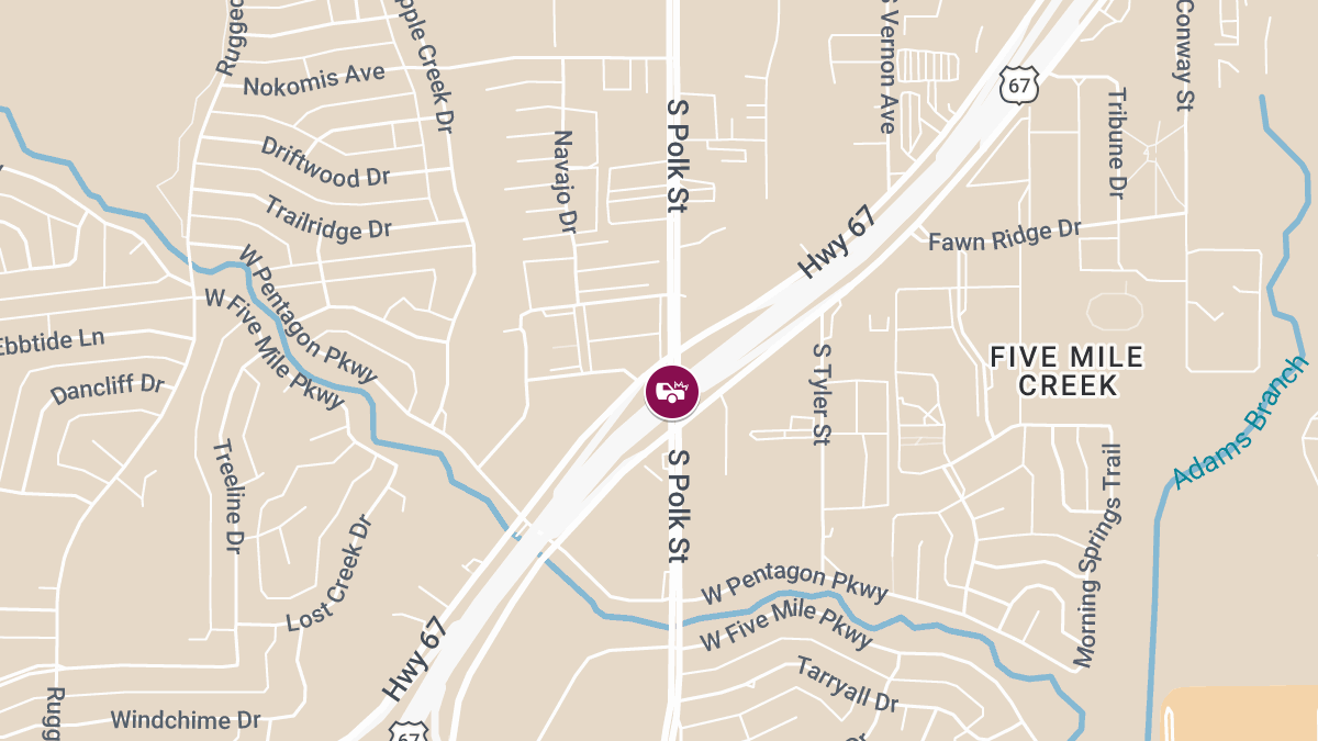 Crash With Injuries Reported at Marvin D Love Fwy N & S Polk St