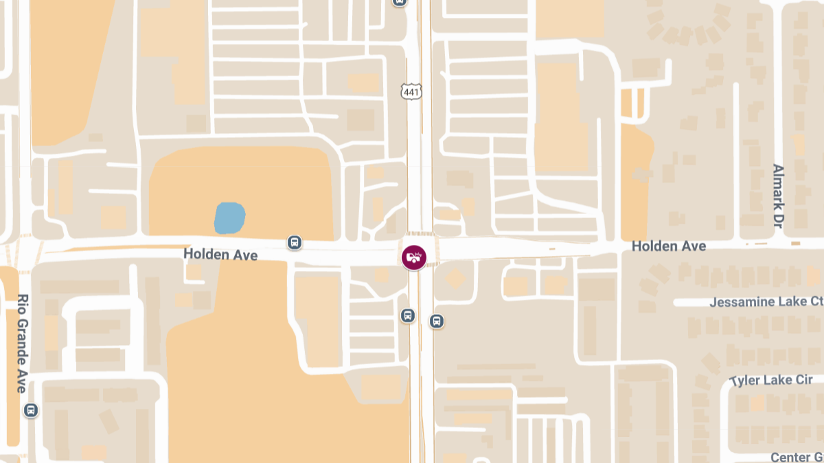 Crash With Injuries and Roadblock at S Orange Blossom Trl & W Holden Ave