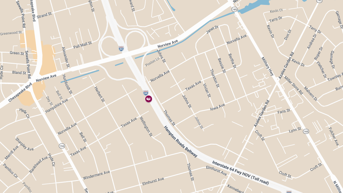 Crash With Injuries at Exit 279 on Eastbound I-64 Near Norview Ave