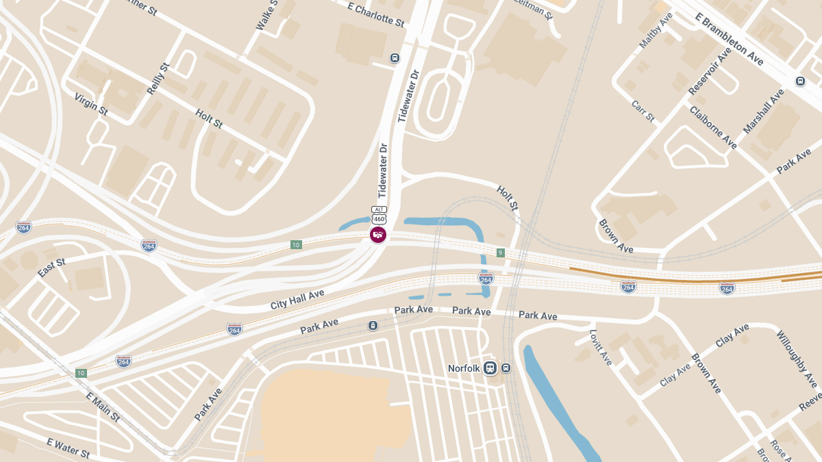 Crash With Injuries on Eastbound I-264 at Tidewater Dr Exit