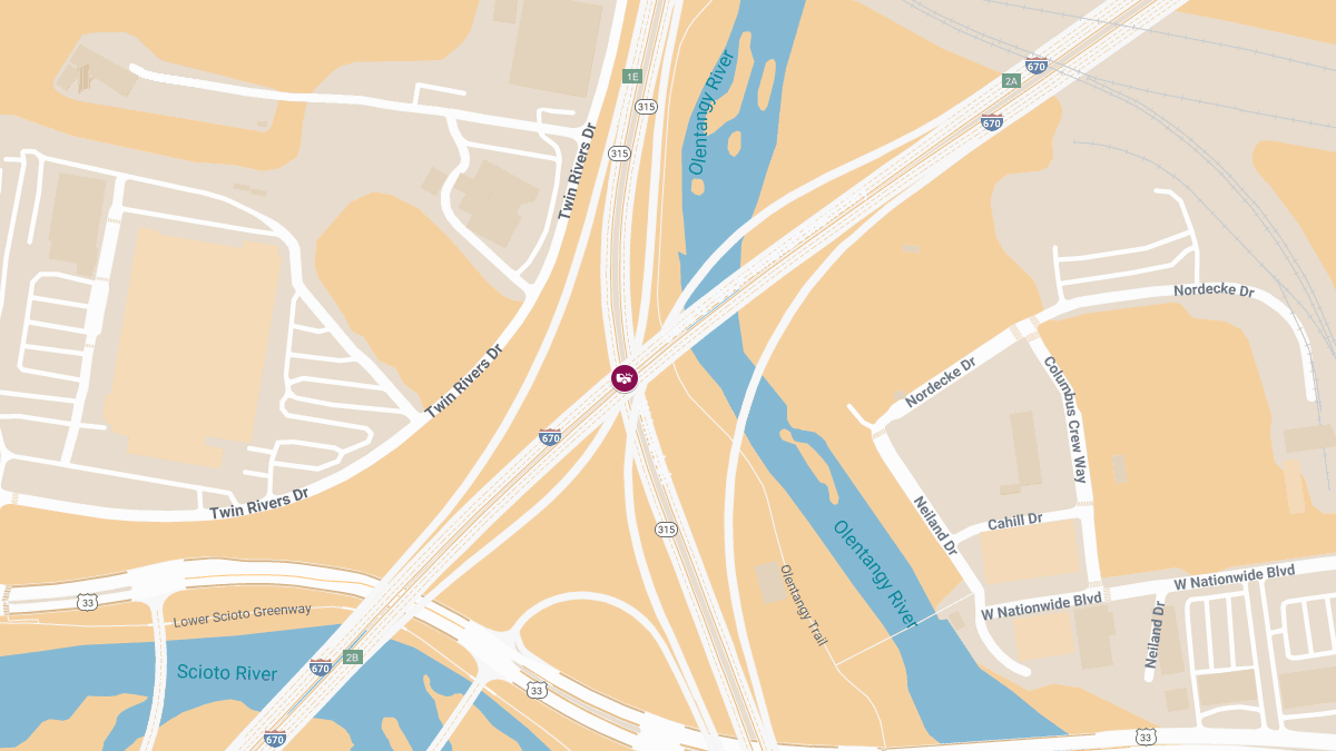 Crash With Injuries on I-670 W at OH-315 N Interchange