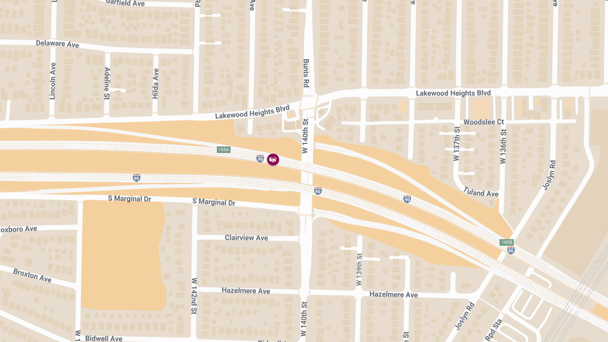 Crash with Entrapment on I-90 West Near W 140th St