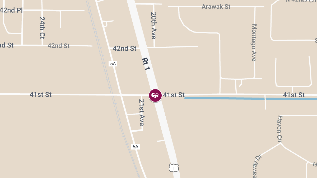 Crash with Injuries Causes Roadblock at US-1 & 41st St