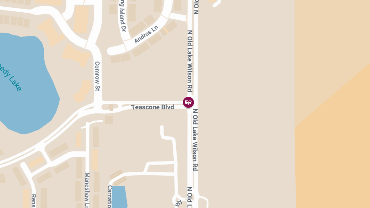 Crash with Injuries Causes Roadblock on N Old Lake Wilson Rd at Teascone Blvd