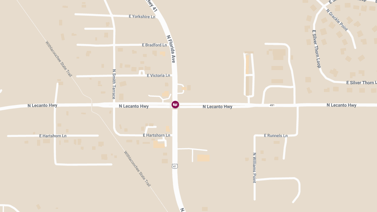 Crash with Injuries and Roadblock at N Florida Ave and N Lecanto Hwy