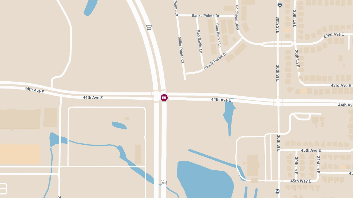 Crash with Injuries and Roadblock on US-301 at 44th Ave E