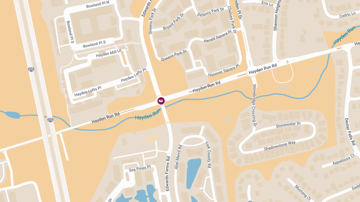 Crash with Injuries at Hayden Run Rd & Edwards Farms Rd