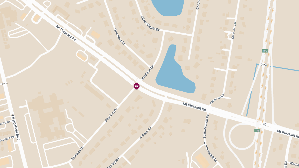 Crash with Injuries at Mt Pleasant Rd & Stadium Dr