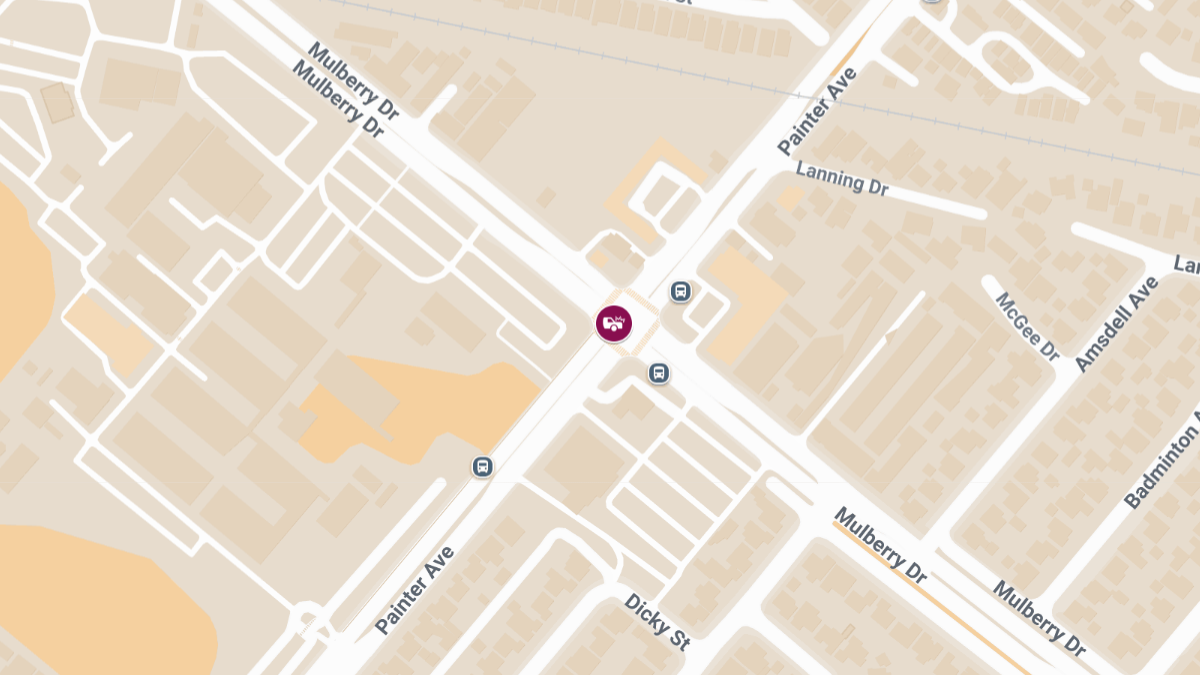 Crash with Injuries at Painter Ave & Mulberry Dr