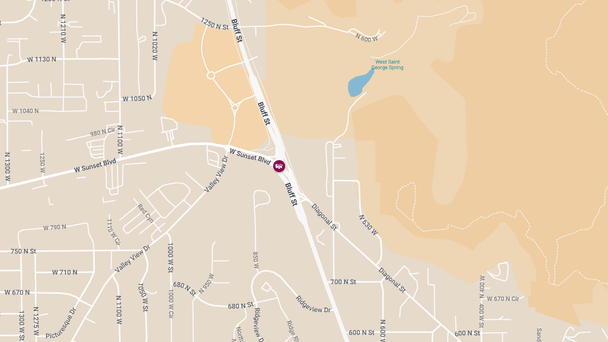 Crash with Injuries at Sunset Blvd & Bluff St Involving Two Vehicles