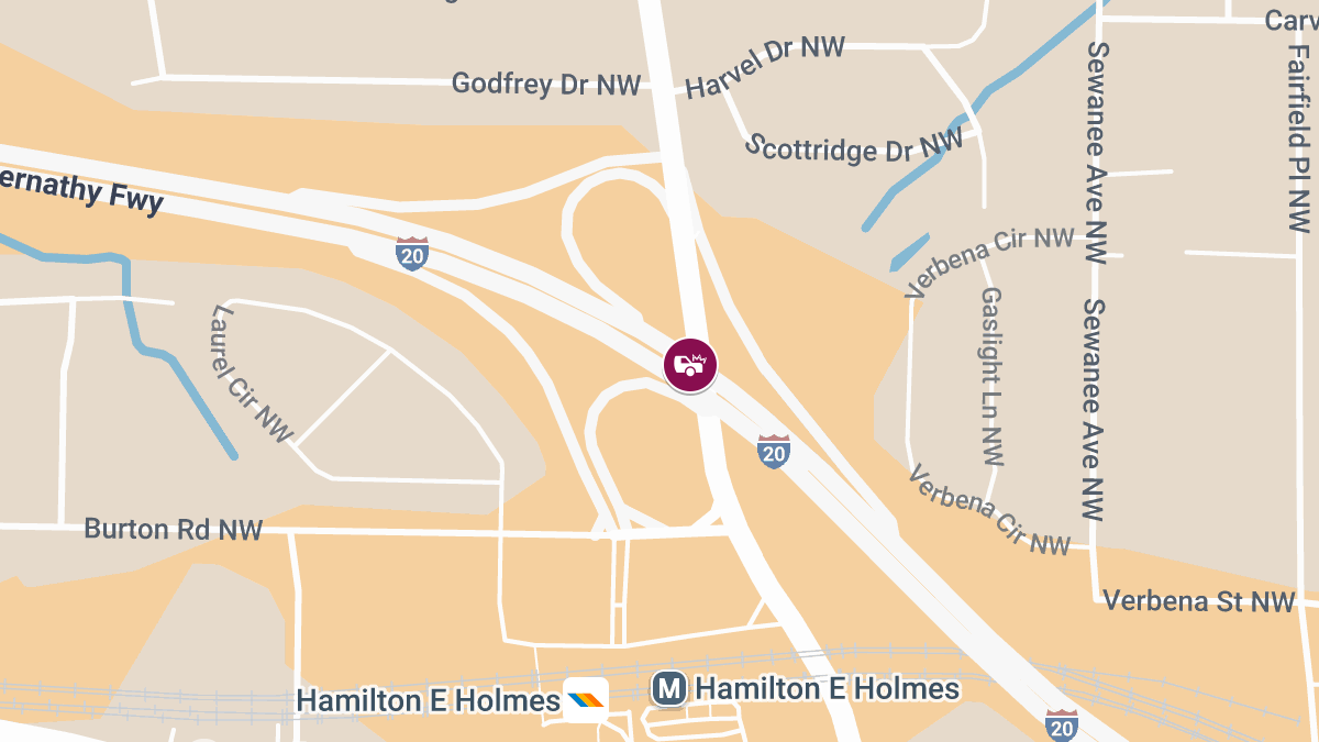 Crash with Injuries on I-20 Westbound at Hamilton E. Holmes Dr