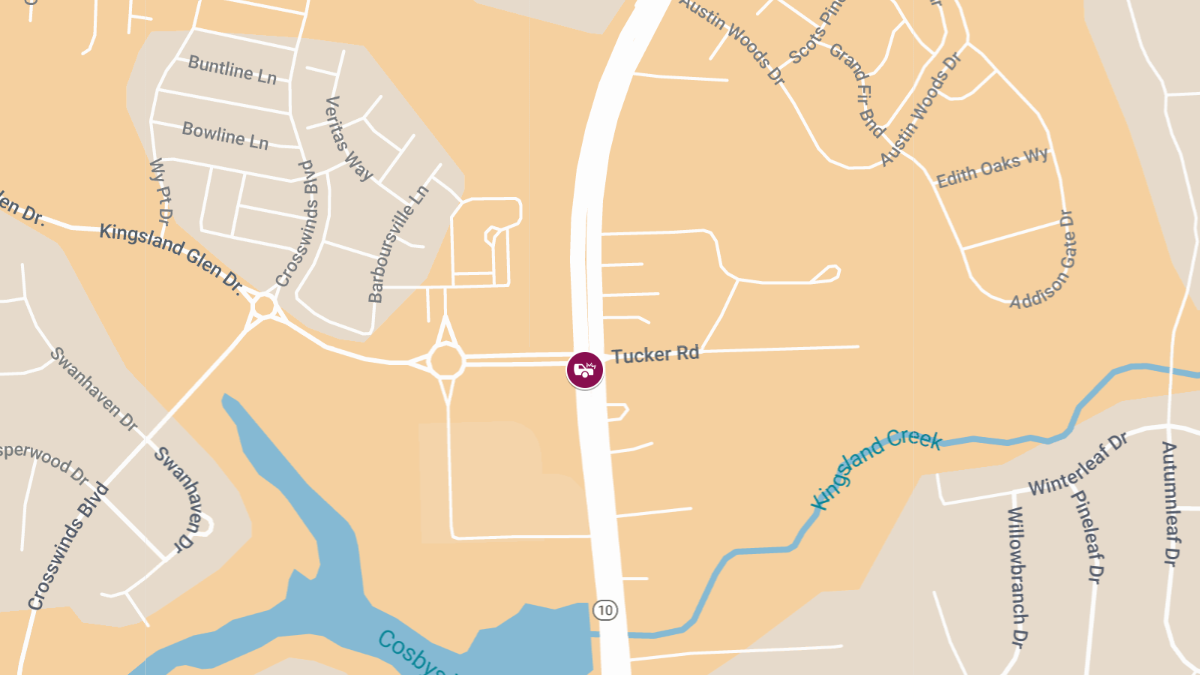Crash with Injuries on Iron Bridge Rd at Kingsland Glen Dr